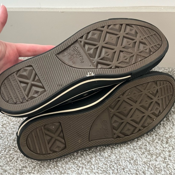 Black leather high top converse, size 6.5 mens, 8.5 women’s - Picture 3 of 5